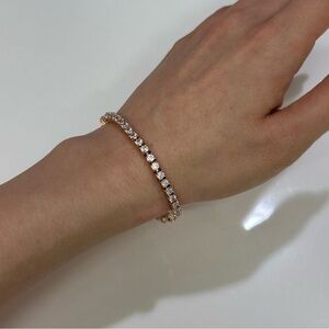 Vintage Classic Sparkly Tennis Zircon Bracelet in Rose Gold